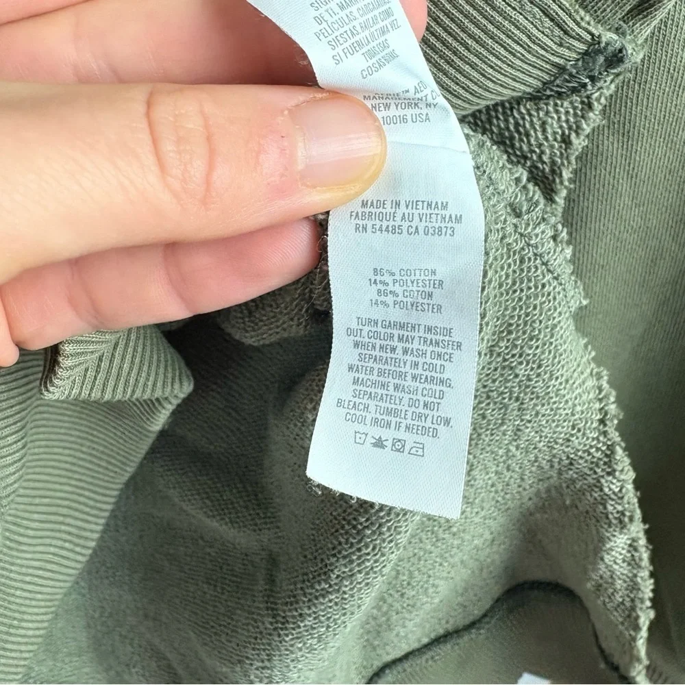 Aerie Barefoot Hoodie Oversized V Neck Green Sweatshirt Sweater Distressed XS - Picture 4 of 8